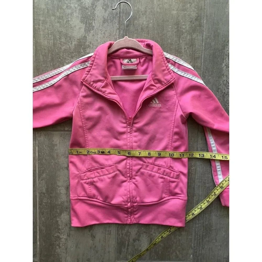 ADIDAS Pink Track Jacket Full Zip Athleisure Toddler Kids Girls Fall Spring 4
